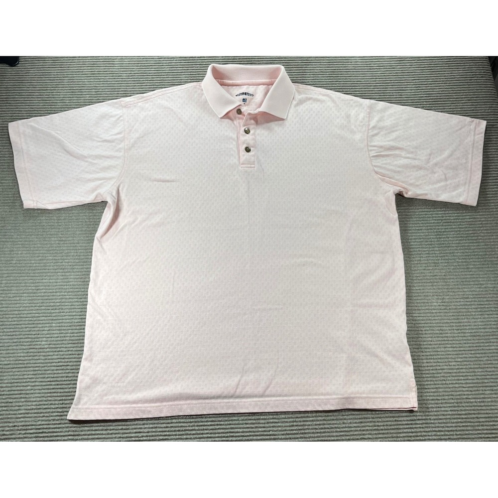 Pebble Beach Mens Performance Polo Shirt Light Pink Textured Jacquard Large‎ L